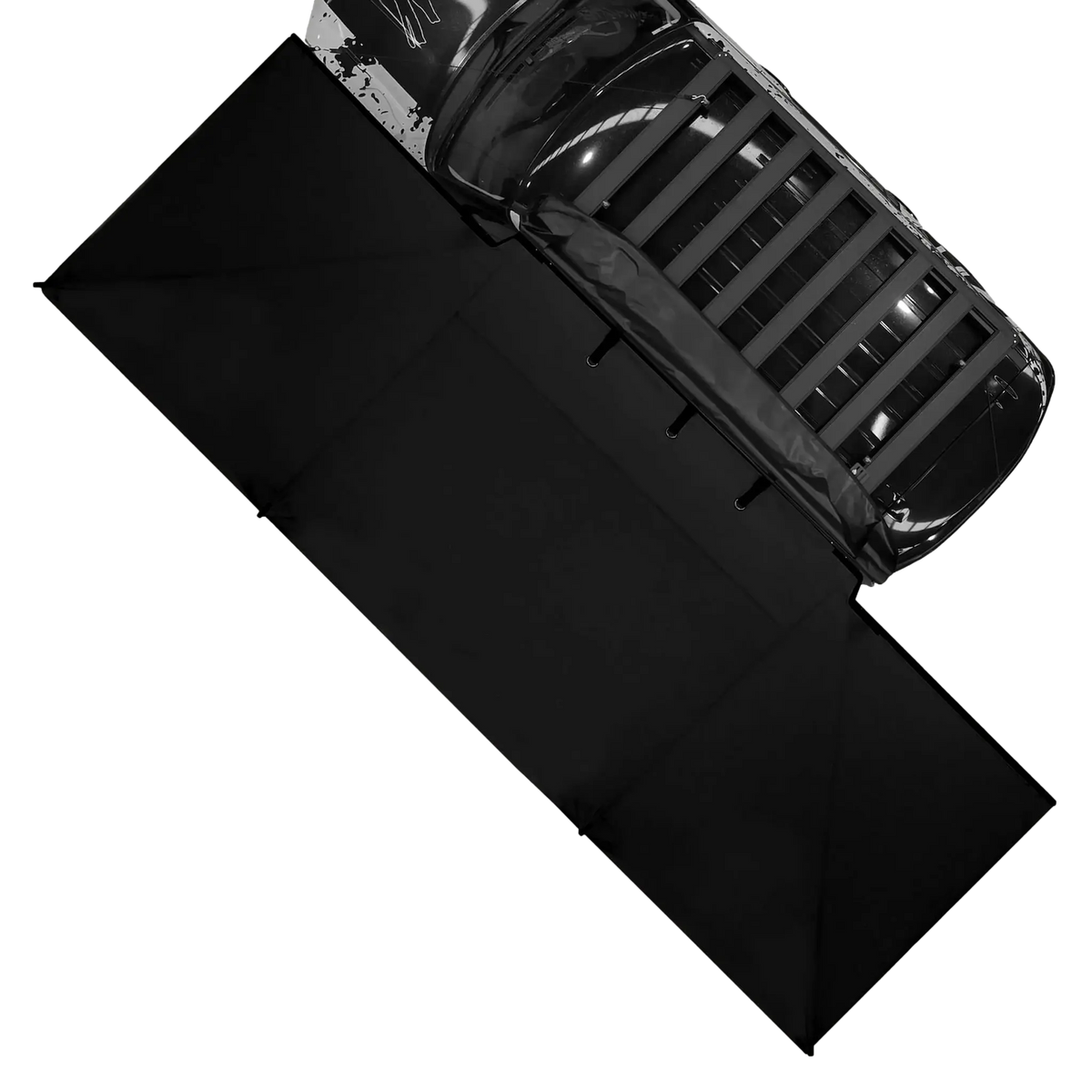 Bushwakka 180 Degree XL Squared Awning top view on vehicle with the awning extended out.