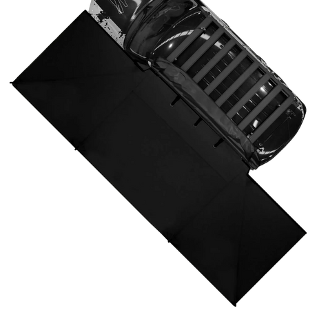 Bushwakka 180 Degree XL Squared Awning top view on vehicle with the awning extended out.