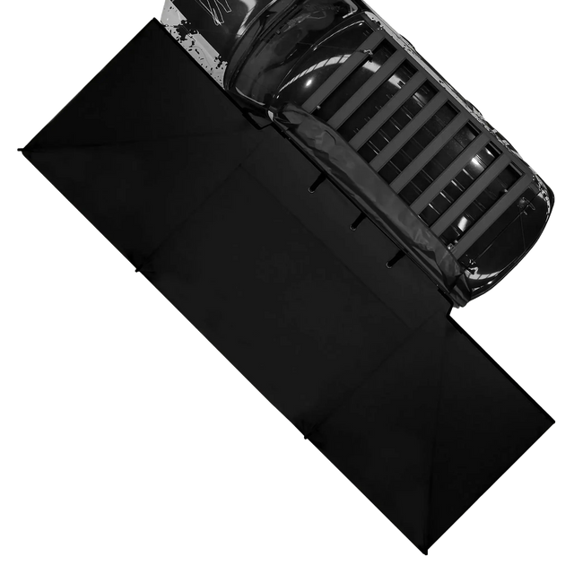Bushwakka 180 Degree XL Squared Awning top view on vehicle with the awning extended out.