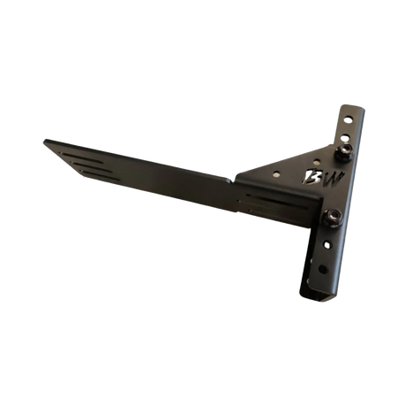 Bushwakka height adjustable awning T-Bracket underside view showing the support brace and adjustment bolts.