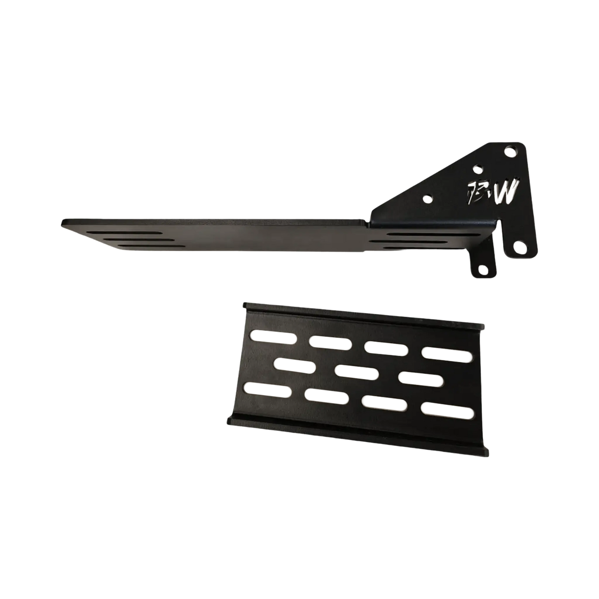 Bushwakka height adjustable awning T-Bracket side view with a separate slotted mounting plate.