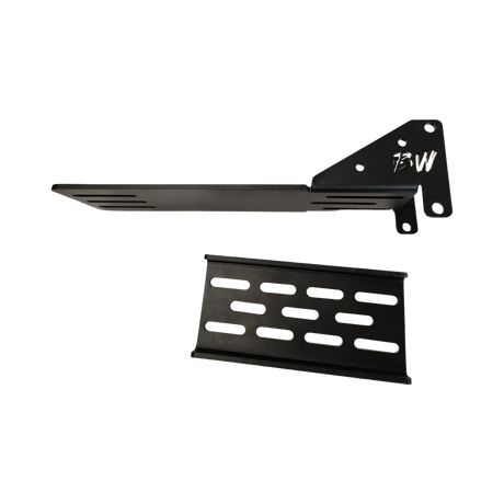 Bushwakka height adjustable awning T-Bracket side view with a separate slotted mounting plate.