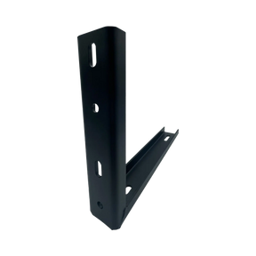 Bushwakka standard awning L bracket front angled view with mounting slots and a raised edge along the base.