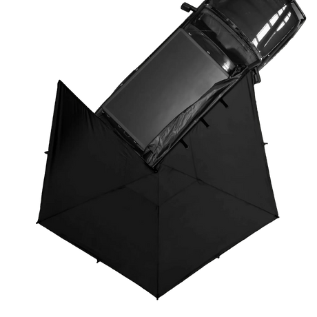 Bushwakka Driver Side 270 Pro Awning top view on vehicle with the awning open.