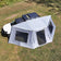 Bushwakka Extreme 180 awning wall kit overhead left installed view with windows open.