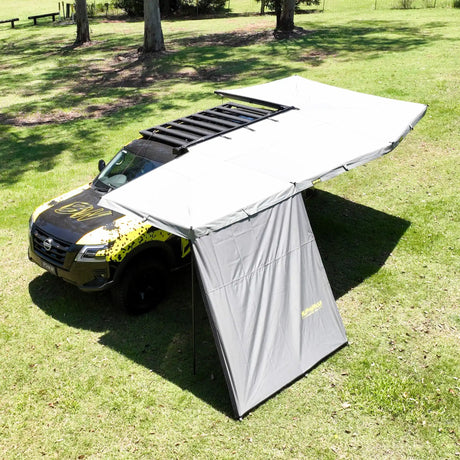 Bushwakka Extreme 2000 mm straight wall overhead left view installed beside the vehicle.