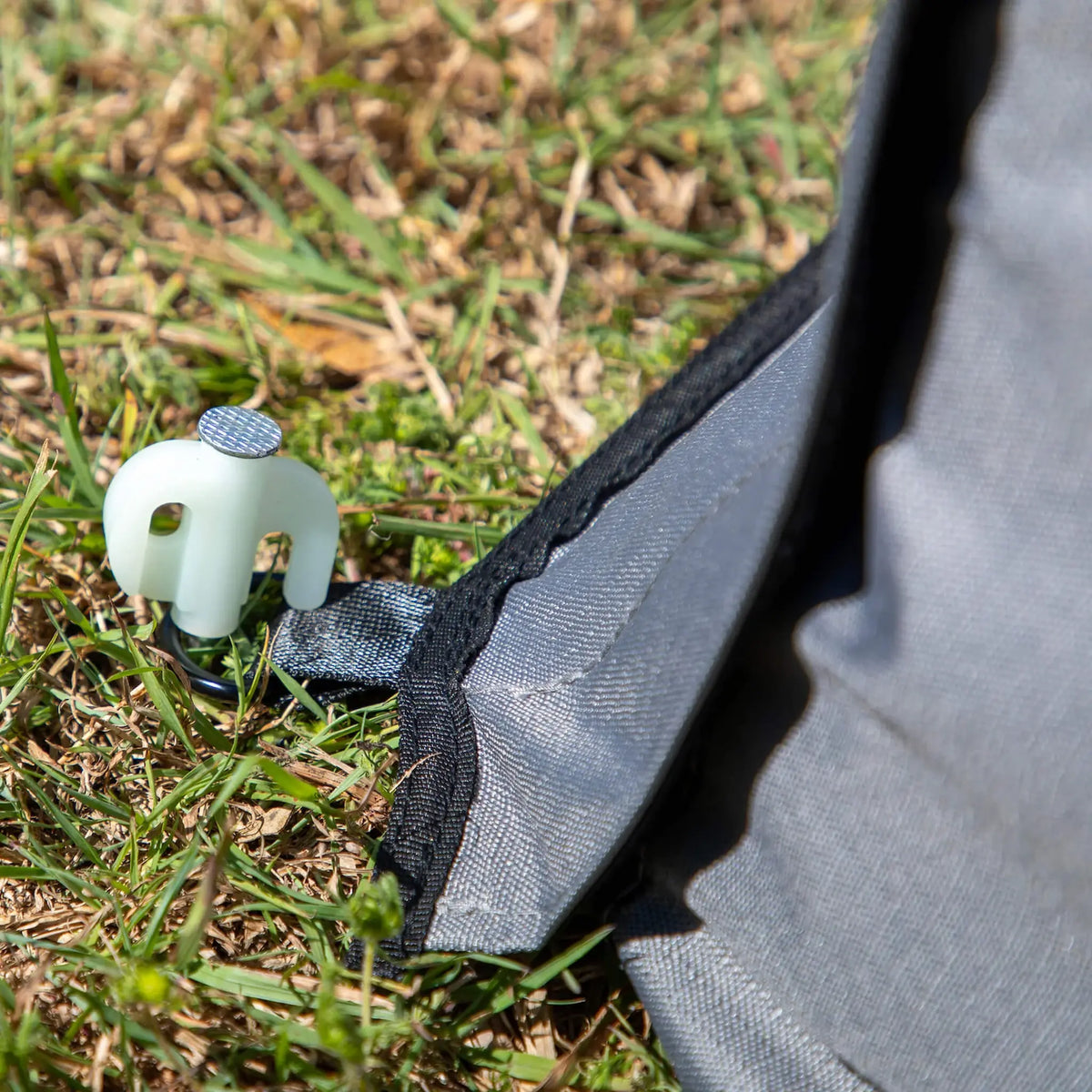 Bushwakka Extreme 270 awning wall kit ground peg and wall anchor close up.