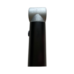 Bushwakka Extreme awning leg close up showing the silver horseshoe end fitting on the black pole.