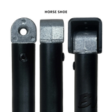 Bushwakka Extreme 3200 mm horseshoe-end awning leg shown beside two other ones.