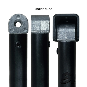 Bushwakka Extreme 3200 mm horseshoe-end awning leg shown beside two other ones.