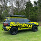 Bushwakka Extreme Shower Ensuite Double folded in storage bag on the vehicle roof rack.