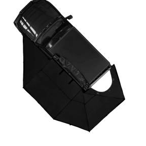 Bushwakka Passenger Side Darkness 270 Pro D-Zip Awning top view on vehicle completely open.