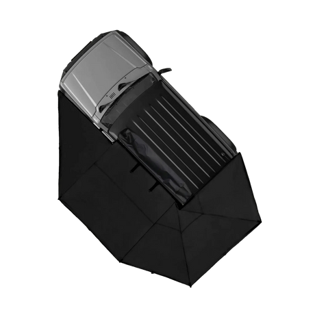 Bushwakka Passenger Side 1.8m 270 Pro Awning top view mounted on a vehicle.