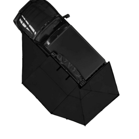 Bushwakka Passenger Side Darkness 270 Pro Awning top view on vehicle with the awning extended.