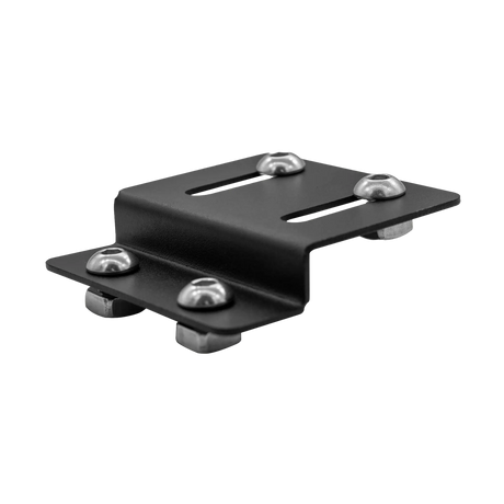 Bushwakka Solar Panel Mounting Plate single bracket angled with bolts and elongated holes.