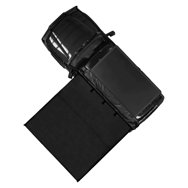 Bushwakka Square 2.5m Pro Awning top view mount on a vehicle.