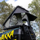 Bushwakka Stellar rooftop tent rear side view with the entrance open, ladder extended and clear roof above.
