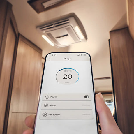 Dometic FreshJet Electronic ADB app screen controlling the ceiling unit in a motorhome.