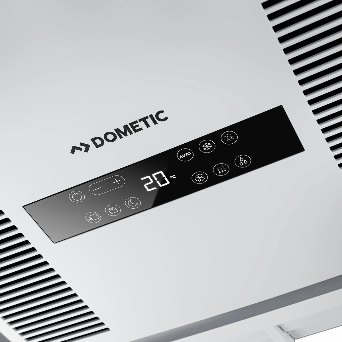 Dometic FreshJet Electronic ADB close-up of the control panel showing 20 degrees Celsius.