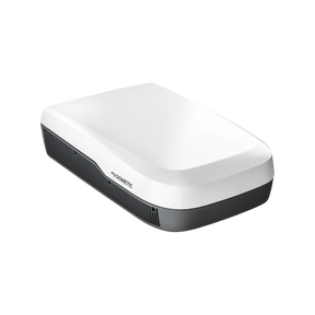 Dometic FreshJet 7 Series Plus white rooftop air conditioner angled top view with side vent.