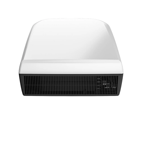 Dometic FreshJet 7 Series Plus white rooftop air conditioner rear view with black rear grille.