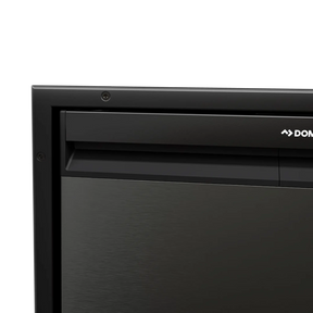 Dometic NRX115 black mounting frame front view around the black fridge door.