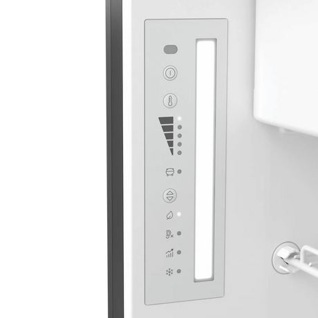 Dometic NRX 130 upright fridge close up of the interior control panel and light.