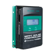 Enerdrive 10A 12/24V MPPT solar controller front left view with an illuminated display and green mounting plate.