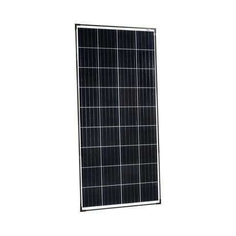 Enerdrive 190W 12V glass solar panel in an angled front view with its black frame and solar cells visible.