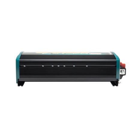 Enerdrive 2000W 12V ePOWER inverter side view with a ribbed black housing, ventilation slots and mounting feet.