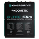Enerdrive 200AH B-TEC Slim lithium battery front label view showing text.