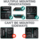 Enerdrive 200AH B-TEC Slim lithium battery mounting orientation diagram with upside down warning.