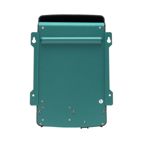 Enerdrive 20A 12V ePOWER battery charger rear view with a green metal backplate and mounting slots.