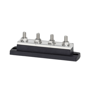 Enerdrive 250A 4-Terminal Busbar angled view with four threaded studs on a black mounting base.