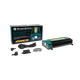 Enerdrive 2600W ePOWER inverter with AC transfer beside its box, power cord, grey cable and plug connectors.