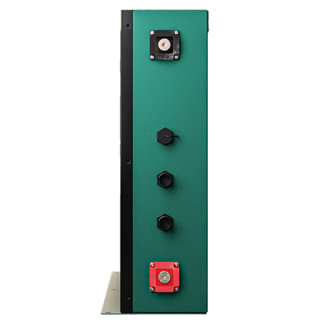 Enerdrive 300Ah 12V B-TEC Slim Metal Case Lithium Battery side view with terminals.