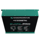 Enerdrive 300Ah 12V B-TEC Slim Metal Case Lithium Battery top/front view with green metal case.