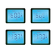 Enerdrive 30A 24V ePOWER battery charger four LCD examples showing voltage and current readings.