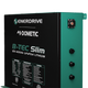 Enerdrive 400Ah B-TEC Slim lithium battery front-right view with side terminals.