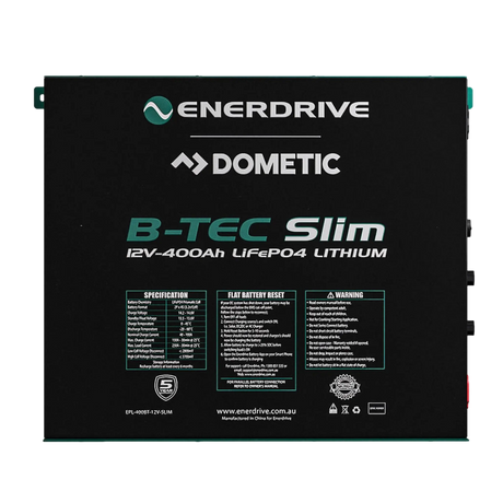 Enerdrive 400Ah B-TEC Slim lithium battery straight front view with label panel.