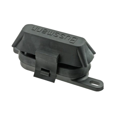 Enerdrive Bussman AMG/Mega Fuse Block closed angled view with black cover.