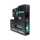 Enerdrive driver side Adventurer 03 power system angled view with unlit displays and the inverter behind its cover.