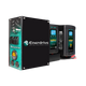 Enerdrive Traveller 01 power system angled view with a round ePRO PLUS monitor, rocker switches and two chargers.