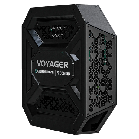 Enerdrive Driver Side Voyager Power System rear angle view with vented side panel.