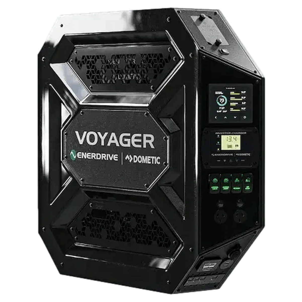 Enerdrive Driver Side Voyager Power System front angle view with control panel.