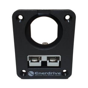 Enerdrive dual flush mount panel with a 50A Anderson plug below a single round socket hole.