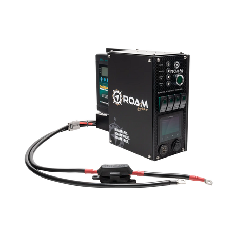 Enerdrive Explorer 03 driver side power system with positive and negative battery leads and an inline fuse holder.