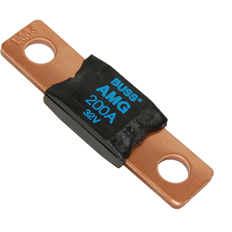 Enerdrive Individual 200A AMG/Mega Fuse angled view with copper terminals.