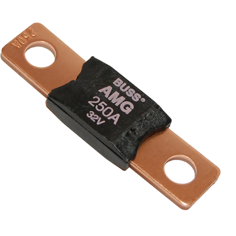 Enerdrive Individual 250A AMG/Mega Fuse angled view with copper terminals.