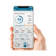 Enerdrive Simarine Pico-3 app example on a phone showing battery charge, voltage and current.